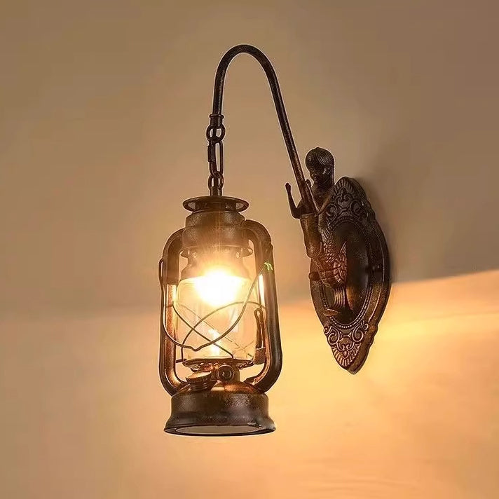 Glass Iron Lampshade 1/2 Wall Lamp
