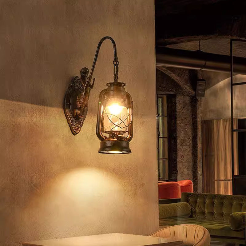 Glass Iron Lampshade 1/2 Wall Lamp