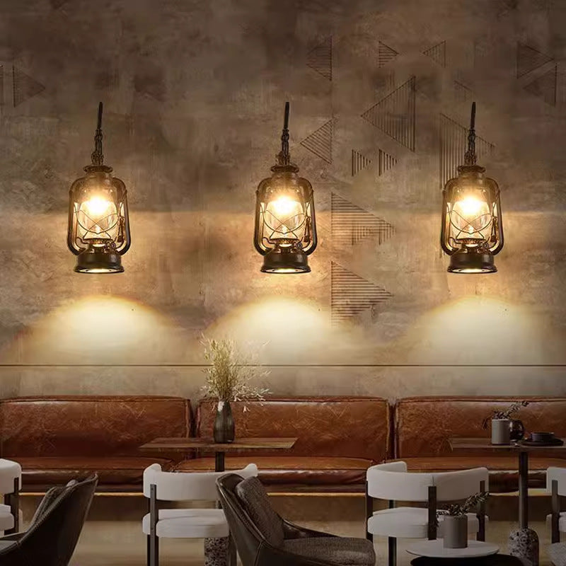 Glass Iron Lampshade 1/2 Wall Lamp