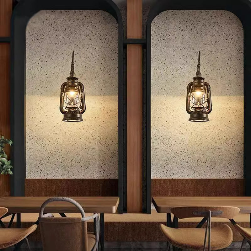 Glass Iron Lampshade 1/2 Wall Lamp