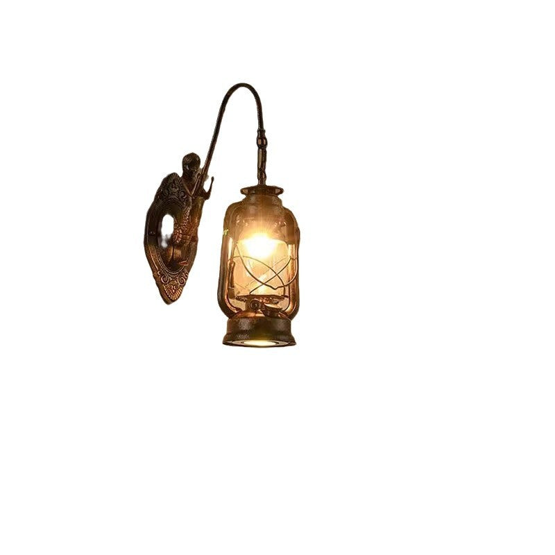 Glass Iron Lampshade 1/2 Wall Lamp