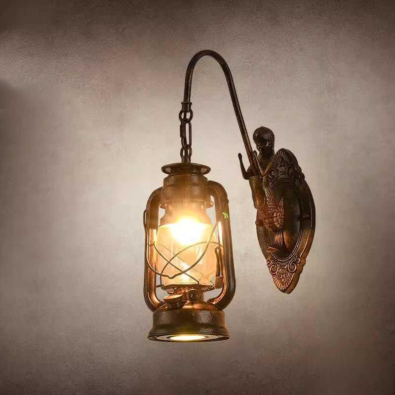 Glass Iron Lampshade 1/2 Wall Lamp