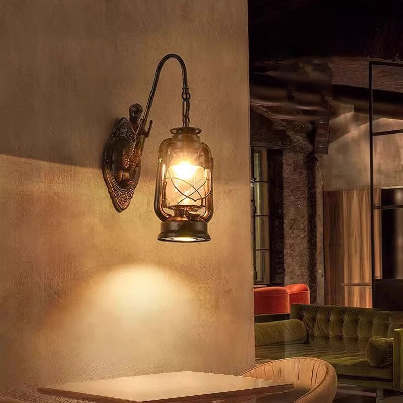 Glass Iron Lampshade 1/2 Wall Lamp