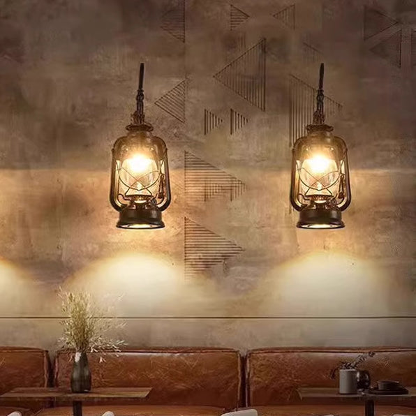 Glass Iron Lampshade 1/2 Wall Lamp