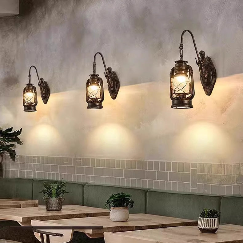 Glass Iron Lampshade 1/2 Wall Lamp