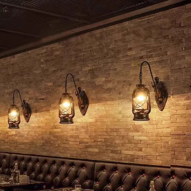 Glass Iron Lampshade 1/2 Wall Lamp