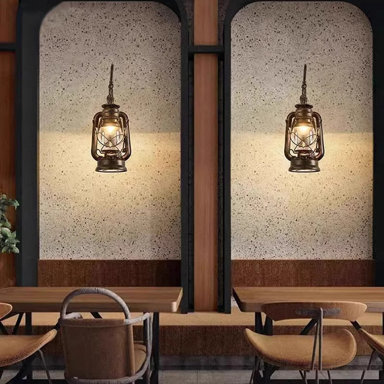 Glass Iron Lampshade 1/2 Wall Lamp