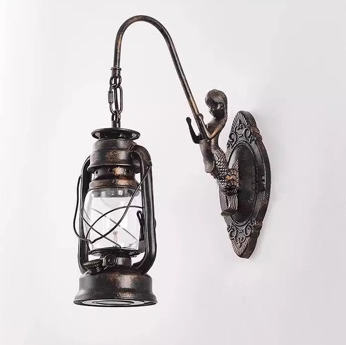 Glass Iron Lampshade 1/2 Wall Lamp