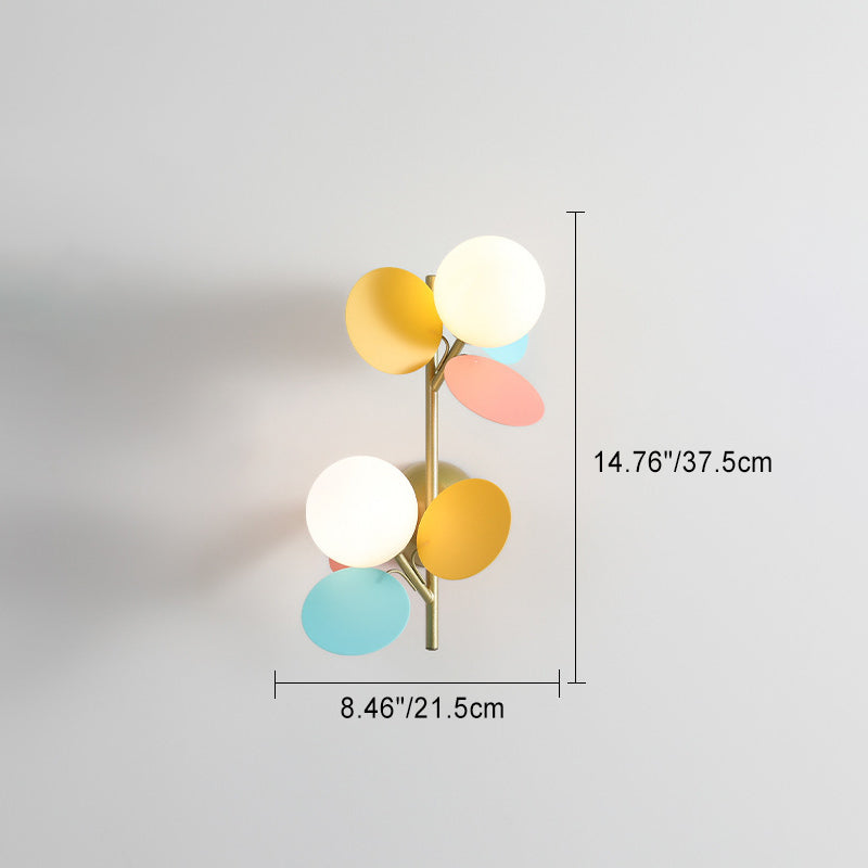 Leaves Orbs Glass Lampshade Wall Lamp