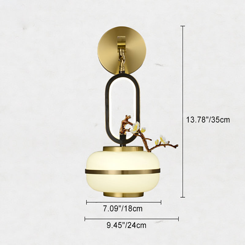 Oval Branch Flowers Copper Wall Lamp