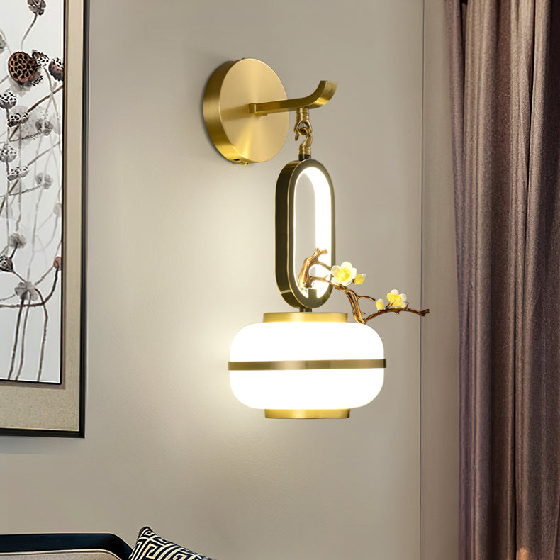 Oval Branch Flowers Copper Wall Lamp
