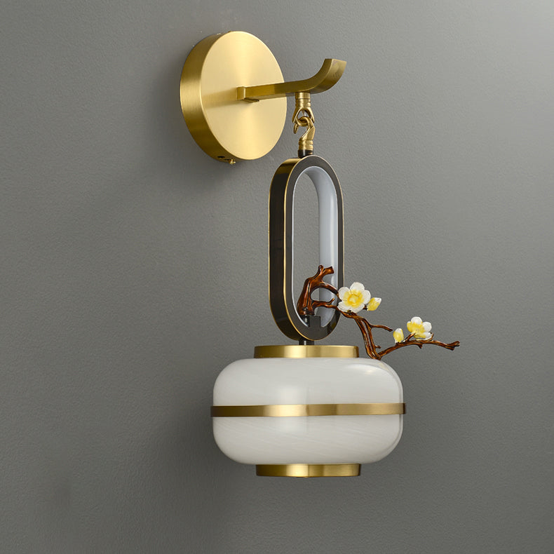 Oval Branch Flowers Copper Wall Lamp