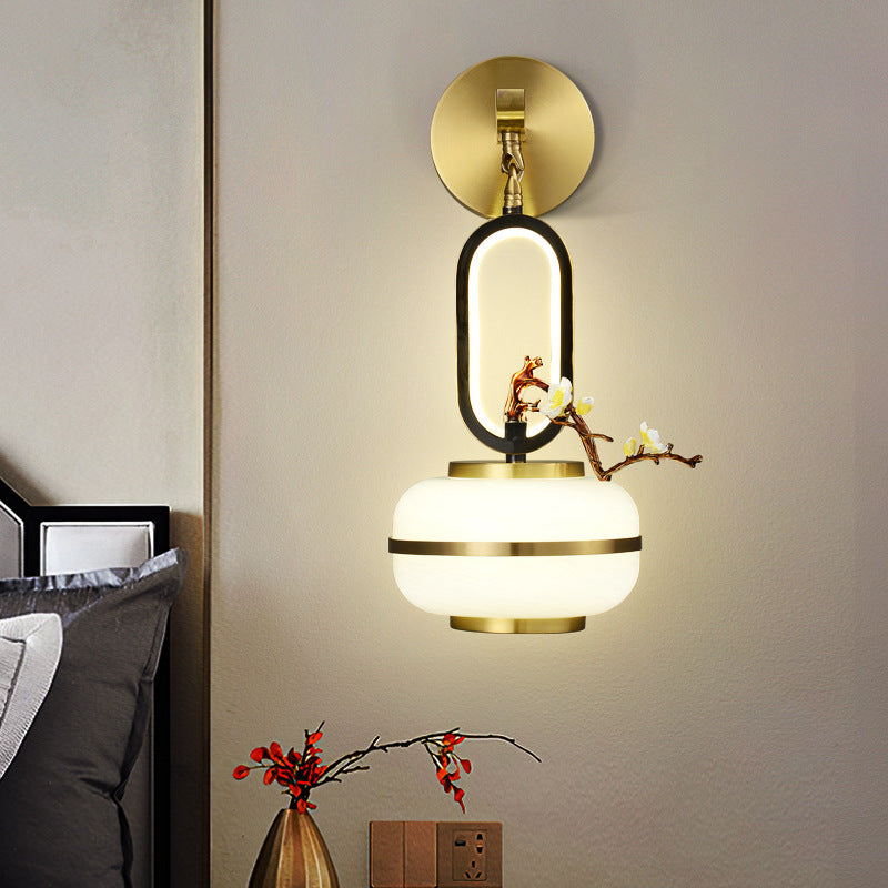 Oval Branch Flowers Copper Wall Lamp
