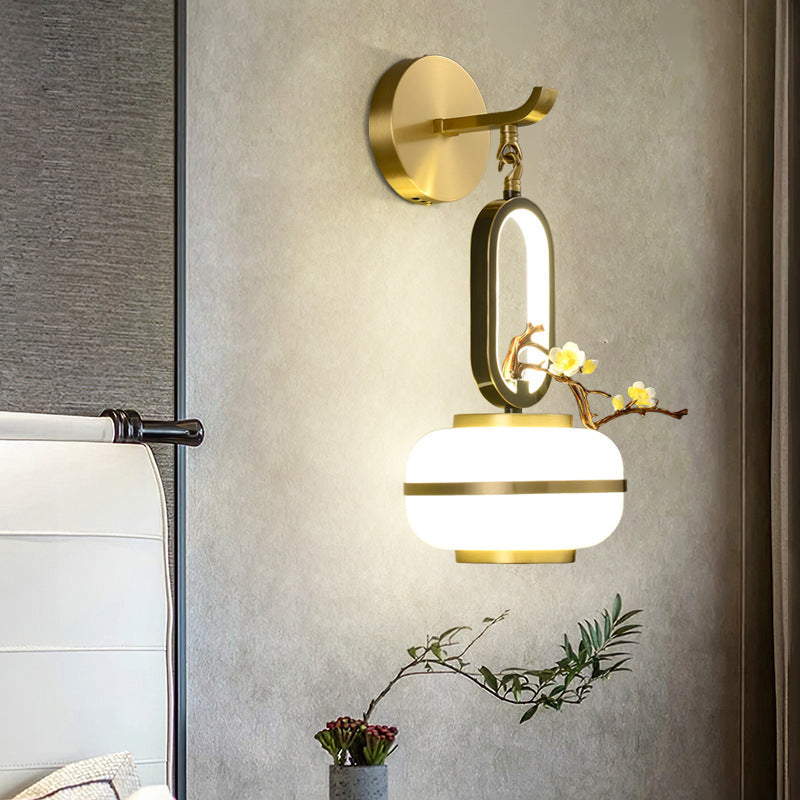 Oval Branch Flowers Copper Wall Lamp