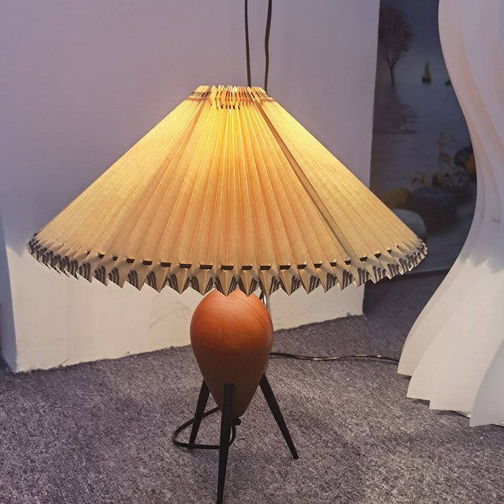 Umbrella Fabric Lampshade Wood Table Lamp