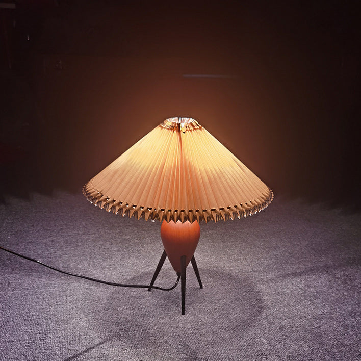 Umbrella Fabric Lampshade Wood Table Lamp