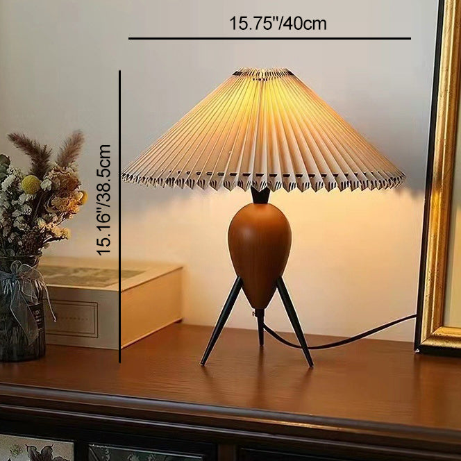 Umbrella Fabric Lampshade Wood Table Lamp