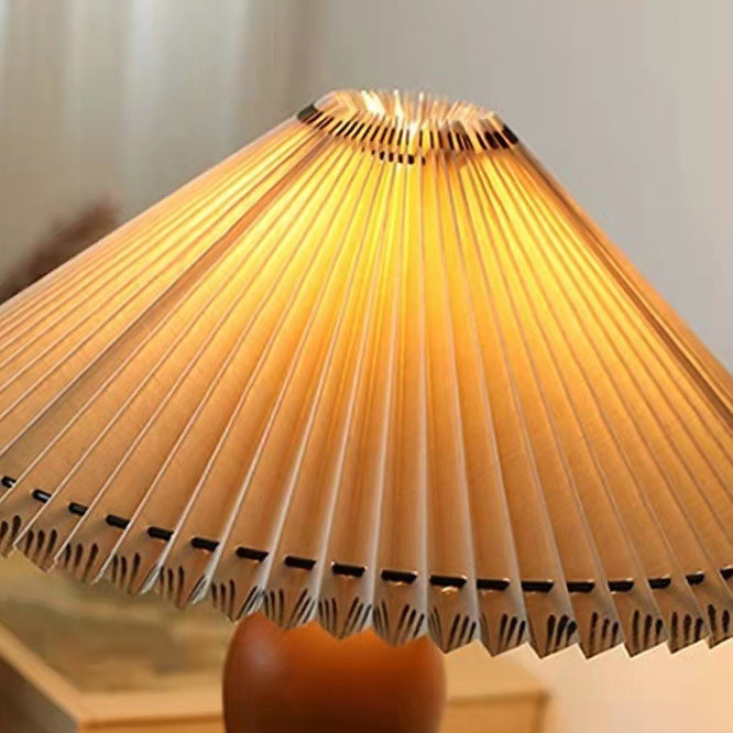 Umbrella Fabric Lampshade Wood Table Lamp