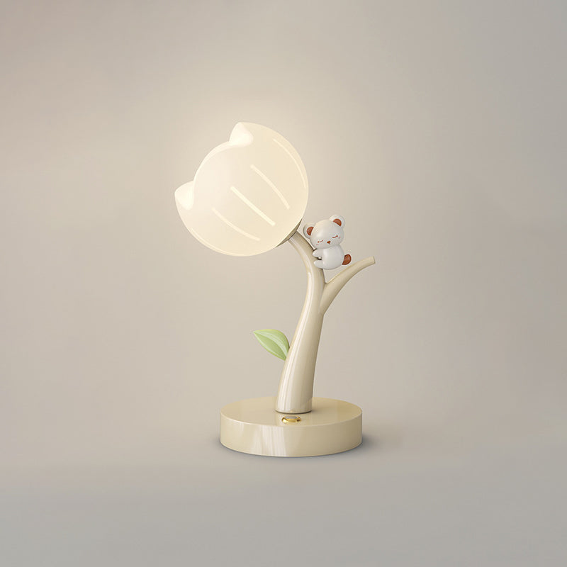 Flower PE Lampshade Iron Table Lamp