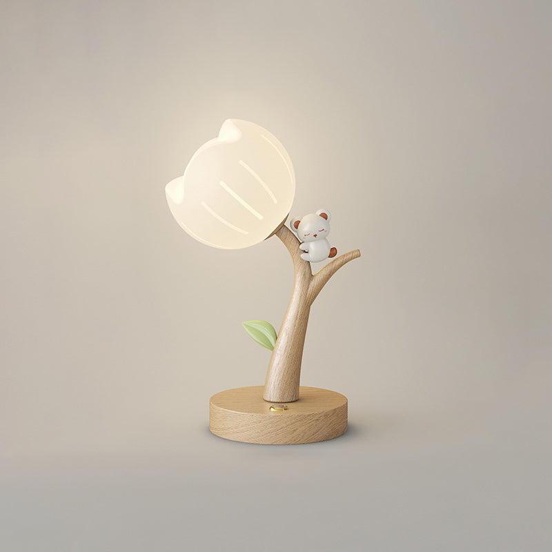 Flower PE Lampshade Iron Table Lamp