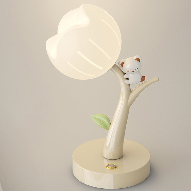 Flower PE Lampshade Iron Table Lamp