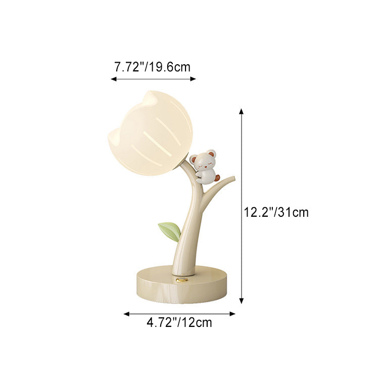 Flower PE Lampshade Iron Table Lamp
