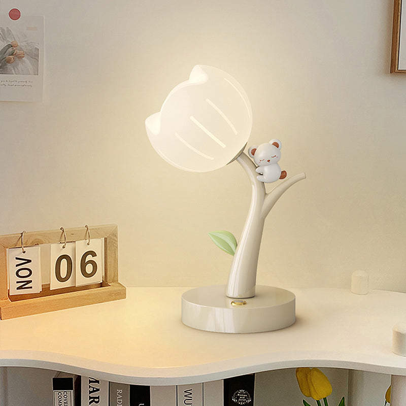 Flower PE Lampshade Iron Table Lamp