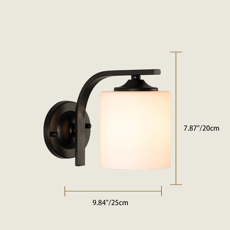 Cylinder Glass Lampshade Iron Wall Lamp