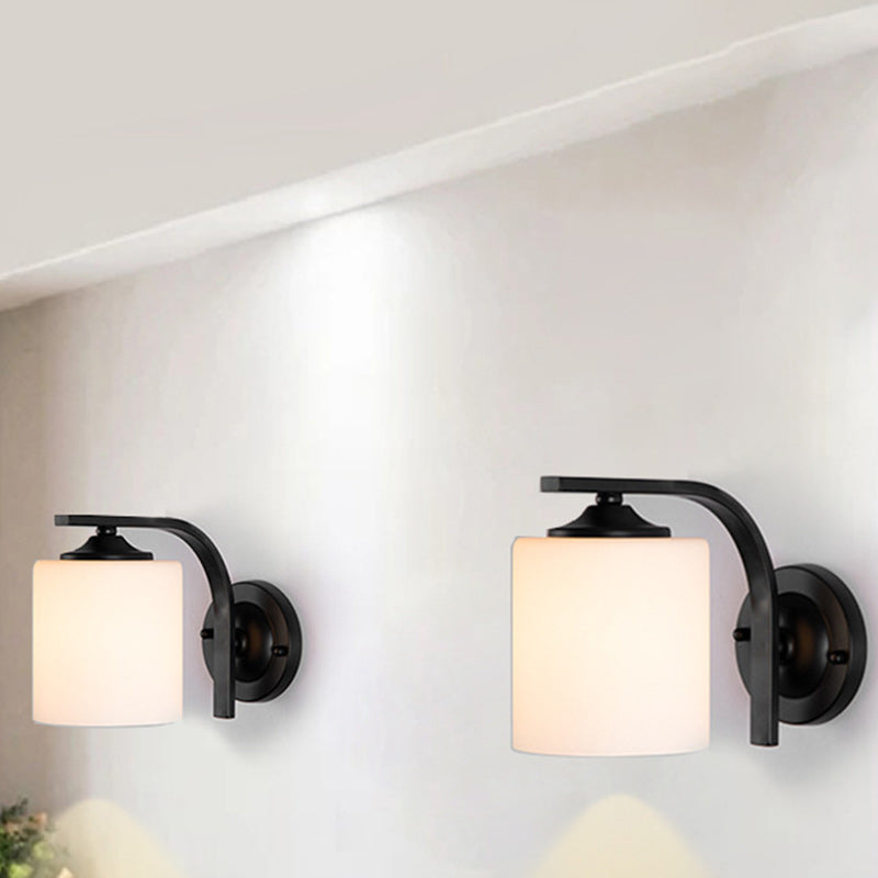 Cylinder Glass Lampshade Iron Wall Lamp