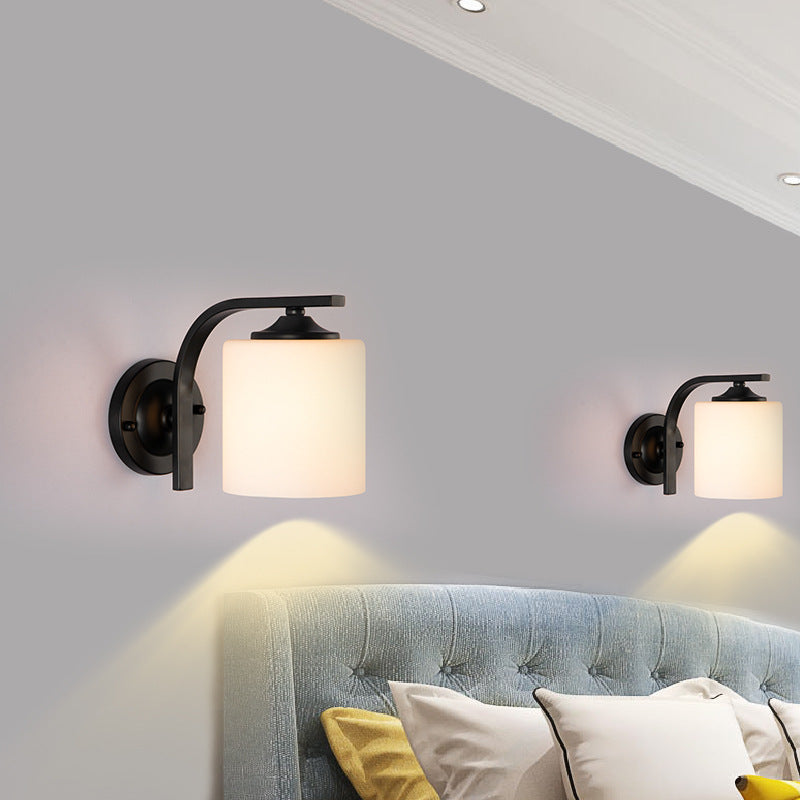Cylinder Glass Lampshade Iron Wall Lamp