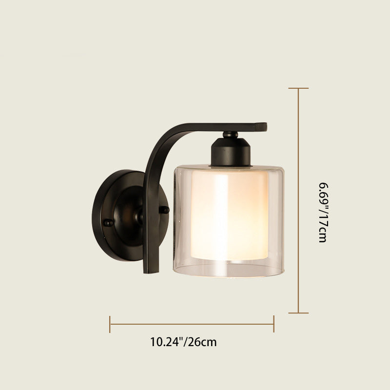 Cylinder Glass Lampshade Iron Wall Lamp
