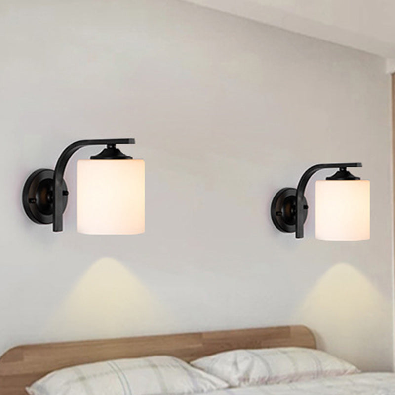 Cylinder Glass Lampshade Iron Wall Lamp