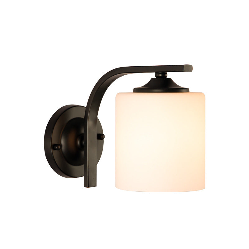 Cylinder Glass Lampshade Iron Wall Lamp