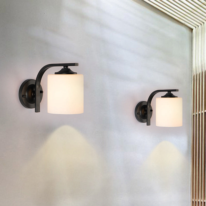 Cylinder Glass Lampshade Iron Wall Lamp