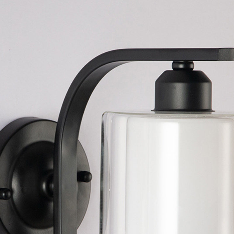 Cylinder Glass Lampshade Iron Wall Lamp