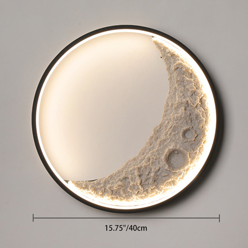 Round Moon Resin Iron Wall Lamp