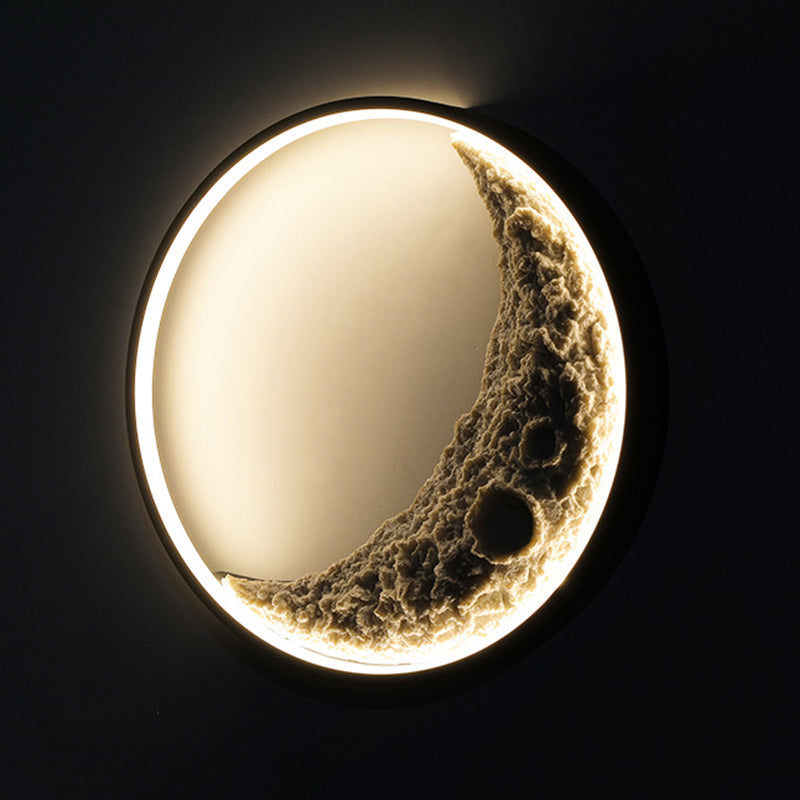 Round Moon Resin Iron Wall Lamp