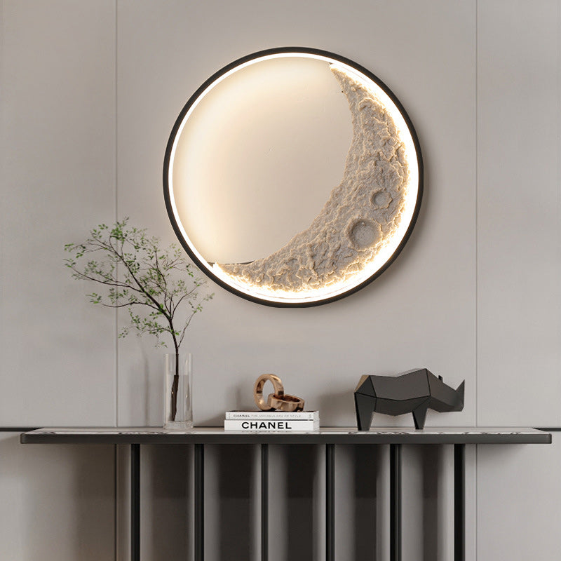 Round Moon Resin Iron Wall Lamp
