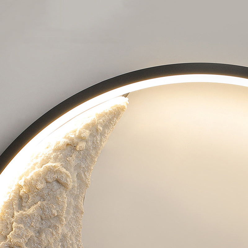 Round Moon Resin Iron Wall Lamp