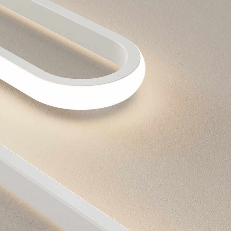 Long Curve Clock Iron Wall Lamp