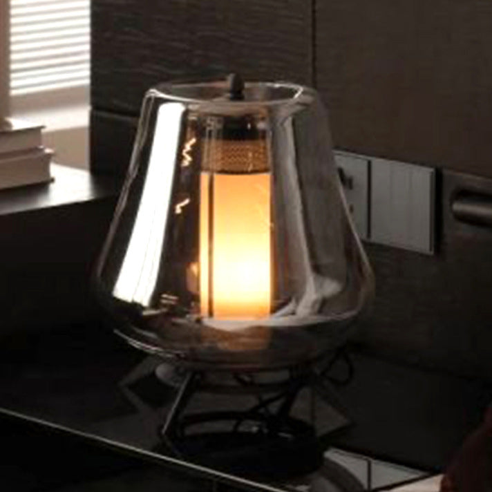 Transparent Glass Iron Lampshade Table Lamp