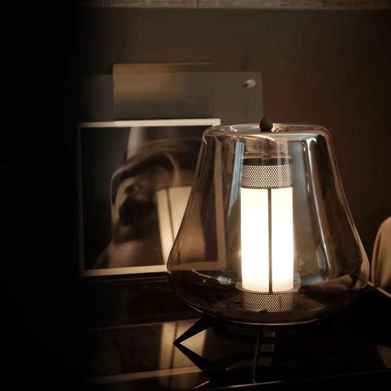 Transparent Glass Iron Lampshade Table Lamp