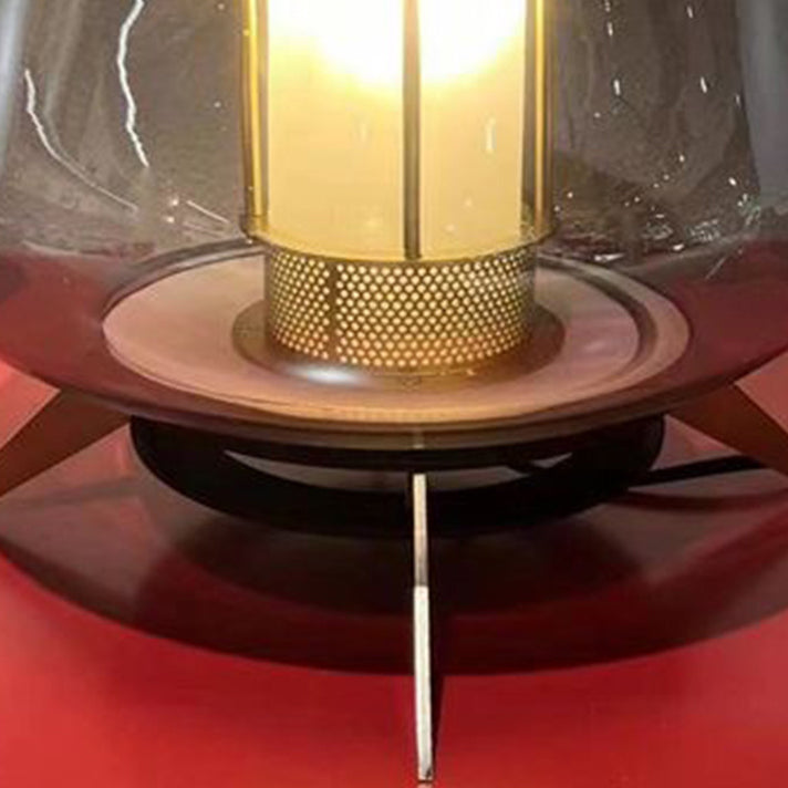 Transparent Glass Iron Lampshade Table Lamp