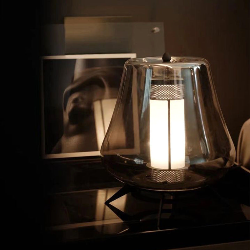 Transparent Glass Iron Lampshade Table Lamp