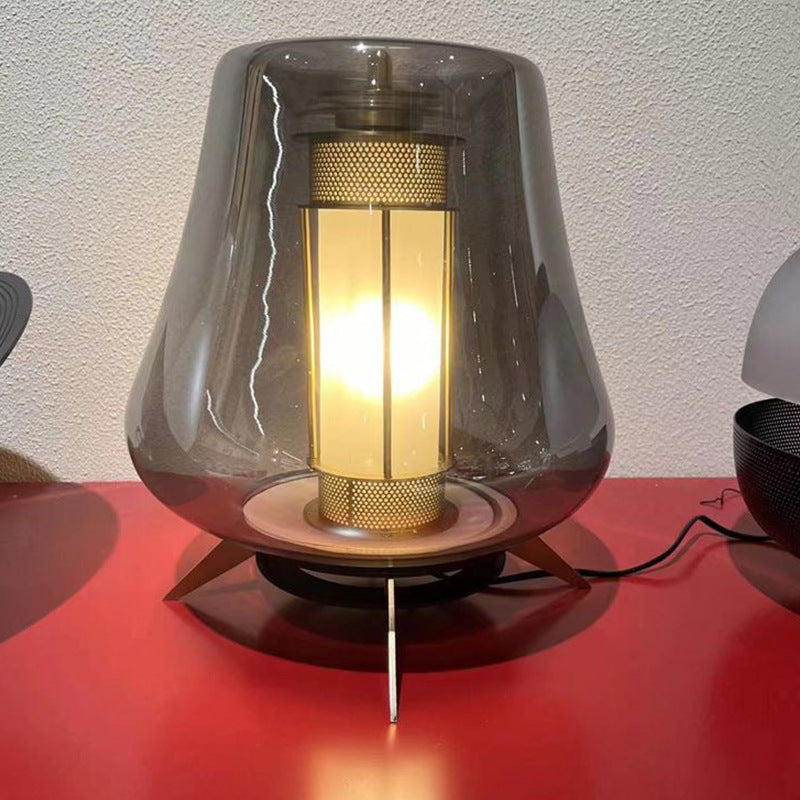 Transparent Glass Iron Lampshade Table Lamp