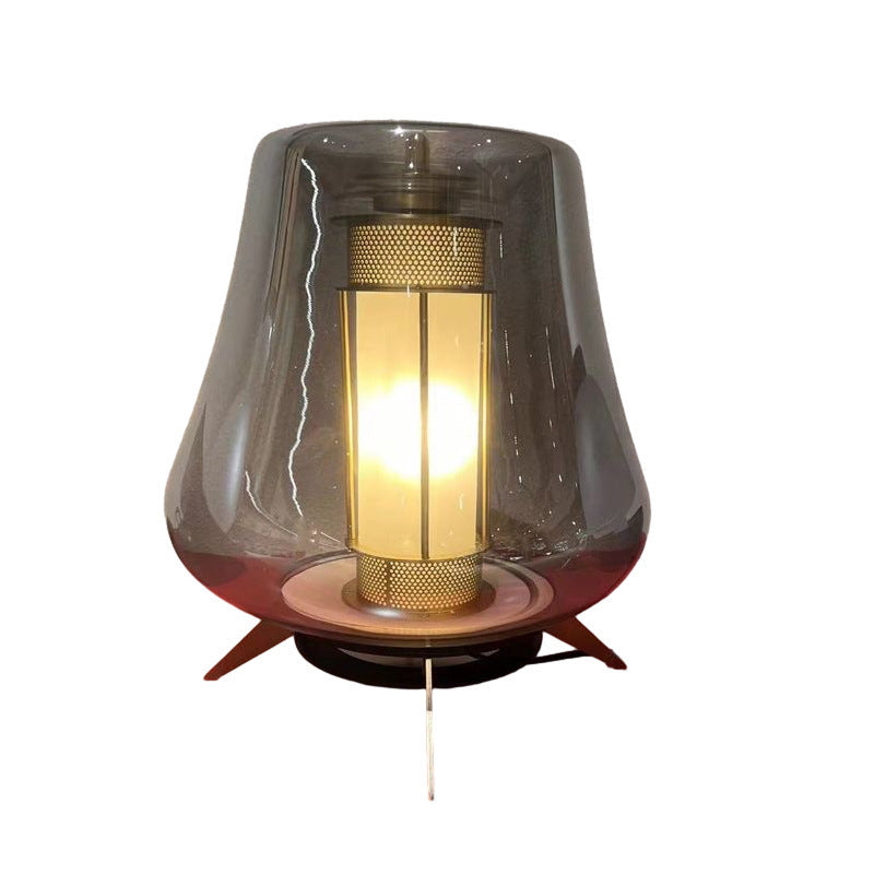 Transparent Glass Iron Lampshade Table Lamp