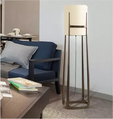 Cylinder Fabric Lampshade Iron Floor Lamp