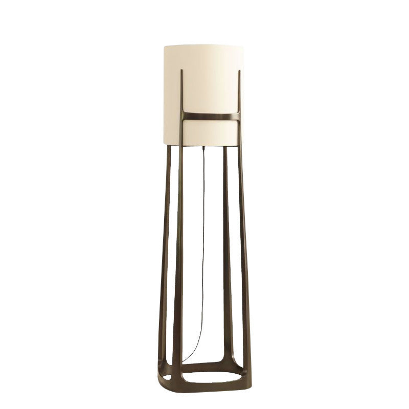 Cylinder Fabric Lampshade Iron Floor Lamp