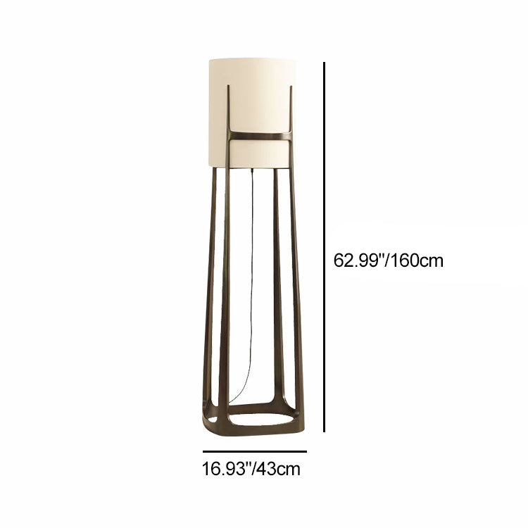 Cylinder Fabric Lampshade Iron Floor Lamp