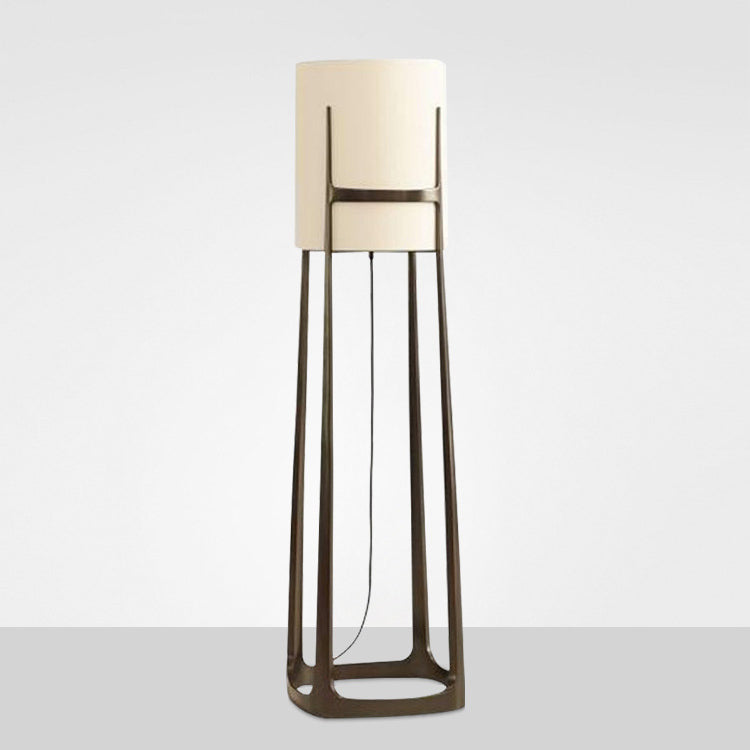 Cylinder Fabric Lampshade Iron Floor Lamp